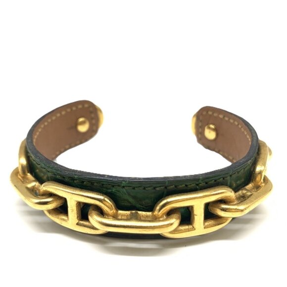 HERMES Green Leather Bracelet - Picture 1 of 8